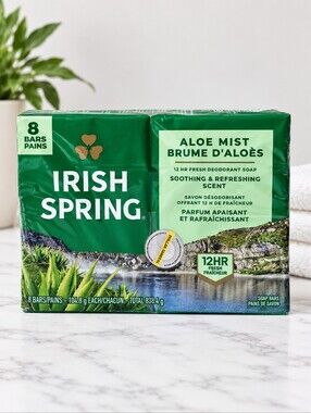 Irish Spring Aloe Mist Deodorant Soap 8 Bar Pack 12HR Fresh New Sealed